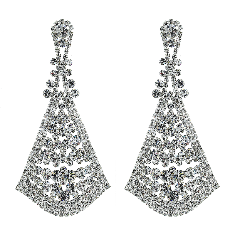 Серебристые серьги Роскошь фианитов RH41009-1 купить оптом