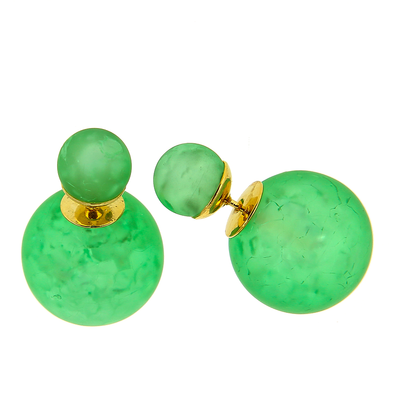 Серьги-пуссеты с двумя шариками Бирюза KR10307-7 купить оптом