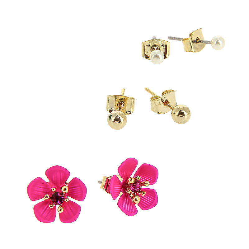Серьги-гвоздики Луговой цветок Розовые KR10328-5 купить оптом